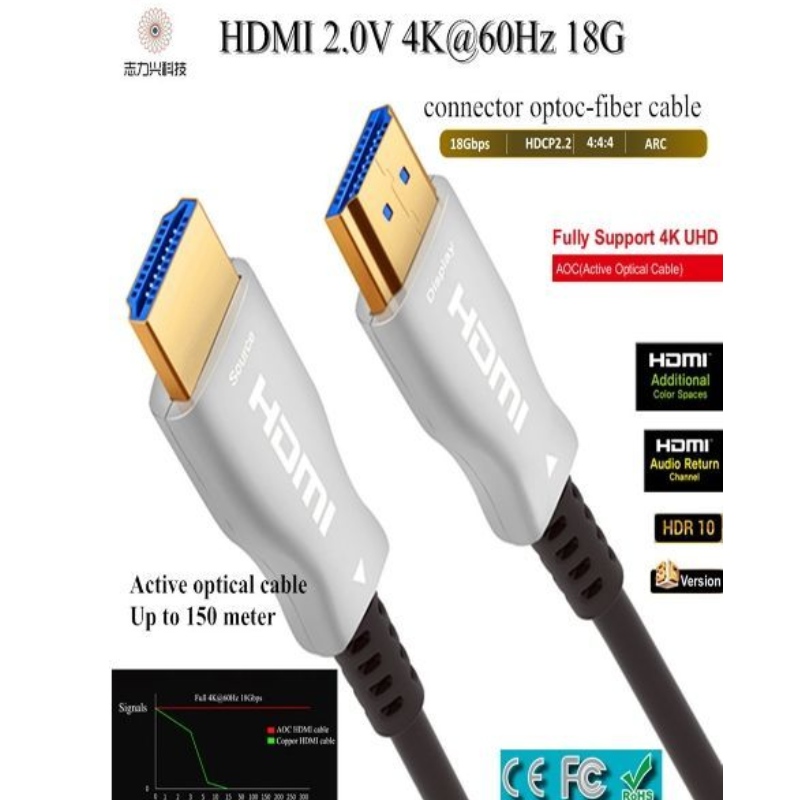 Câble HDMI haute vitesse 60M \/ 197ft 2.0v 18G 4K @ 60hz Câble audio et vidéo 3D ACR, HDMI AOC